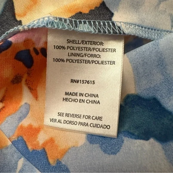 Nicole Miller Blue and Orange Floral Ruffle Front Tiered Maxi Dress size S - Picture 10 of 10